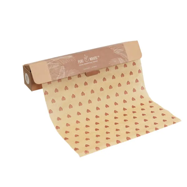 Purewraps_Food_Wrapping_Paper_Roll_Brown_Printed_Brown_Hearts_Print_18_Meters_Pack_Of_2