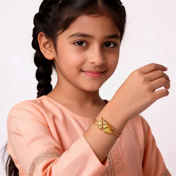 Gold_Tone_Metal_Floral_Butterfly_Bangle_For_Women