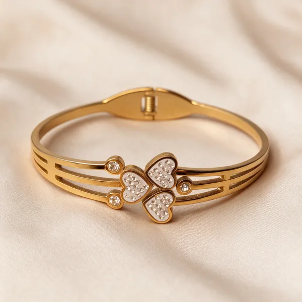 Gold_Tone_Heart_Charm_Bangle_For_Women