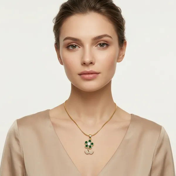 Gold_Tone_Floral_Butterfly_Pendant_Necklace_For_Women