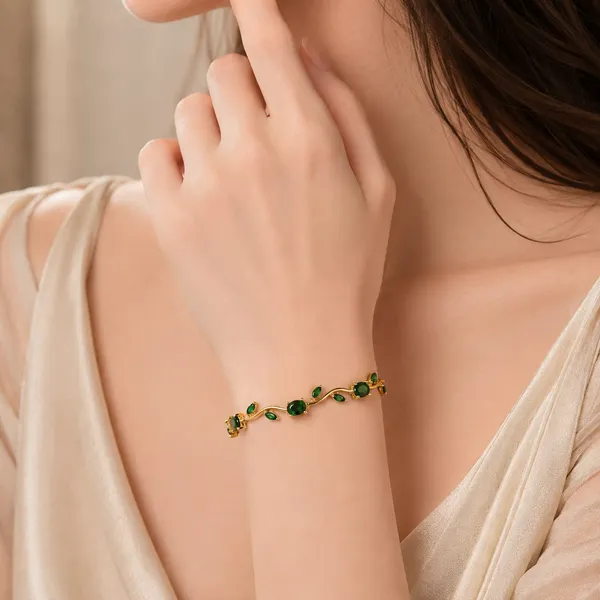 Green_Stone_Link_Bracelet_For_Women