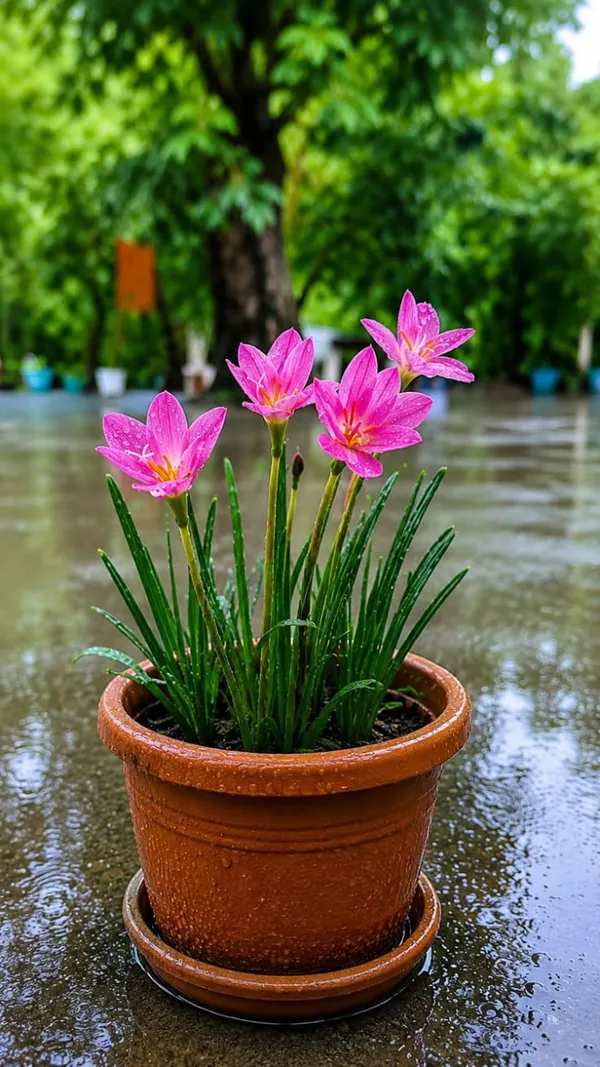 Pink_rain_lily,_flower