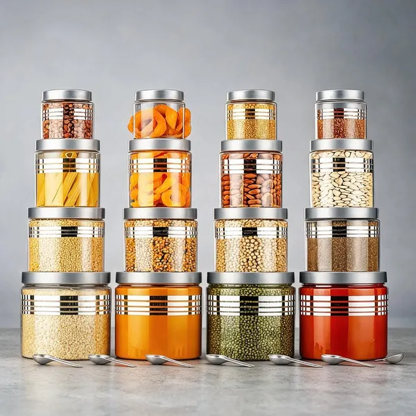 Silver_Plastic_Kitchen_Storage_Container_Set_(Pack_Of__16_)