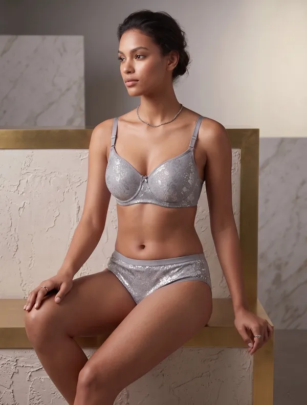 Grey_Nylon_Non-Wired_Padded_Lingerie_Set_For_Women