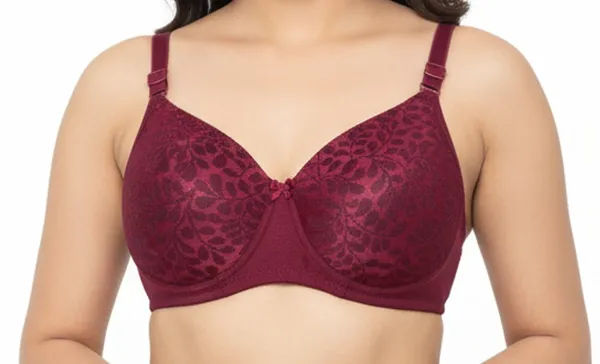 Maroon_Nylon_Non-Wired_Padded_Lingerie_Set_For_Women