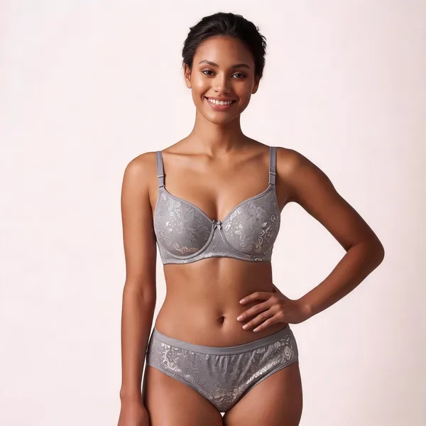 Grey_Nylon_Non-Wired_Padded_Lingerie_Set_For_Women