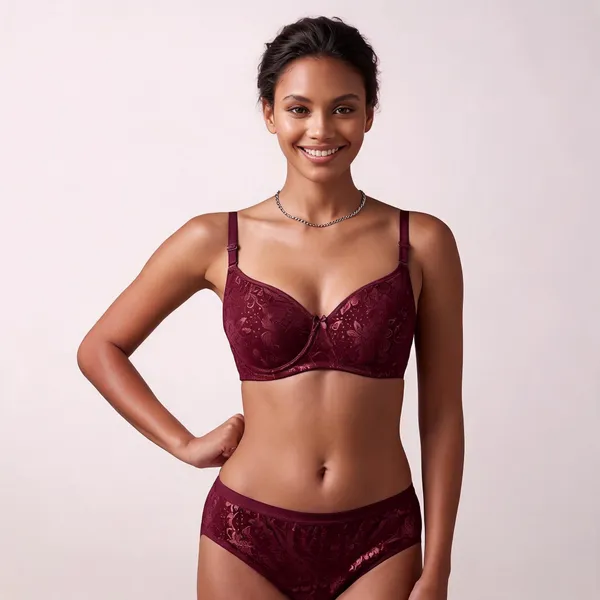 Purple_Nylon_Non-Wired_Padded_Lingerie_Set_For_Women