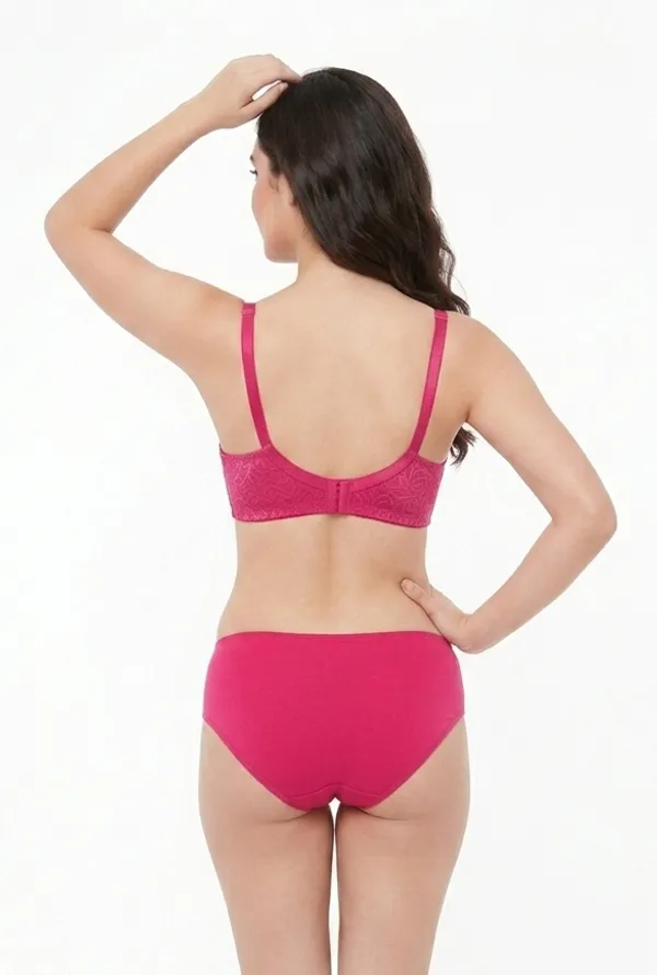 Pink_Nylon_Non-Wired_Padded_Lingerie_Set_For_Women