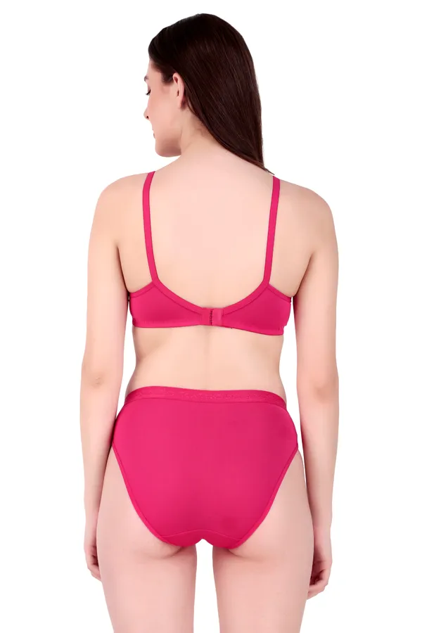 Pink_Nylon_Non-Wired_Non-Padded_Lingerie_Set_For_Women