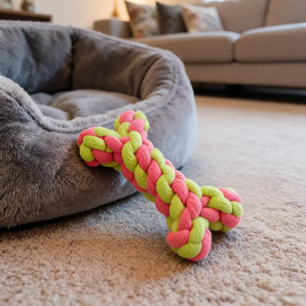 Orange_And_Green_Cotton_Braided_Bone_Rope_Dog_Toy