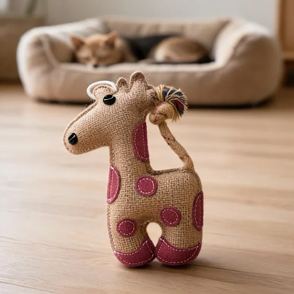 Peach_Jute_Giraffe_Plush_Pet_Toy