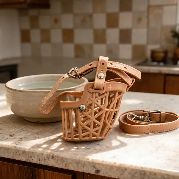 Brown_Plastic_Adjustable_Basket_Dog_Muzzle