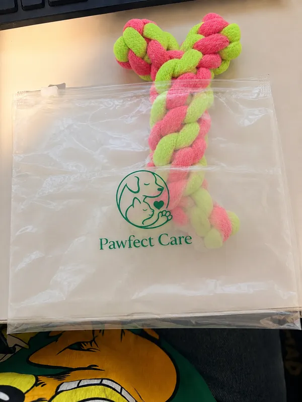 Orange_And_Green_Cotton_Braided_Bone_Rope_Dog_Toy