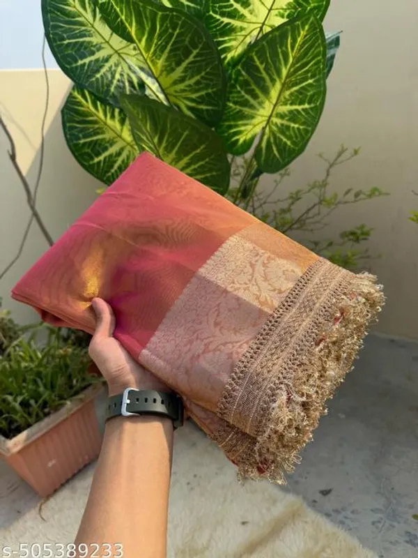 Janhvi_Kapoor_Inspired_Rajkumari_Design_Rust_Tissue_Saree_With_Premium_Double_Lace_Attaced