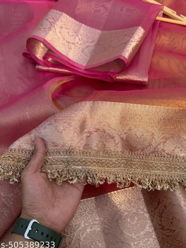 Janhvi_Kapoor_Inspired_Rajkumari_Design_Rust_Tissue_Saree_With_Premium_Double_Lace_Attaced