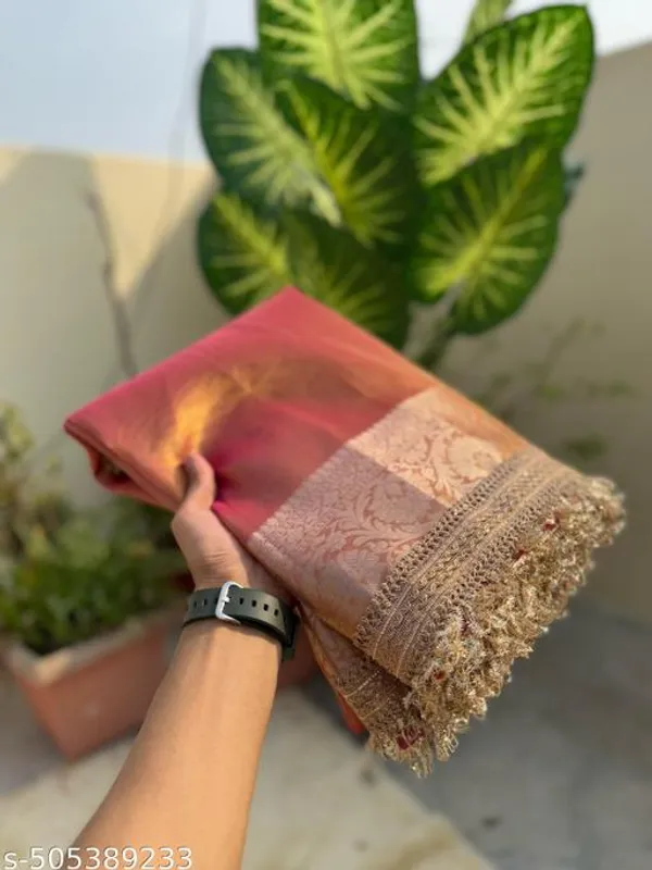 Janhvi_Kapoor_Inspired_Rajkumari_Design_Rust_Tissue_Saree_With_Premium_Double_Lace_Attaced