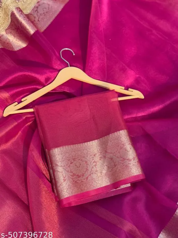 Dhoop_Chaw_Edition_Rose_Wood_Color_Of_Tissue_Silk_Saree_With_Premium_Lace_Attached