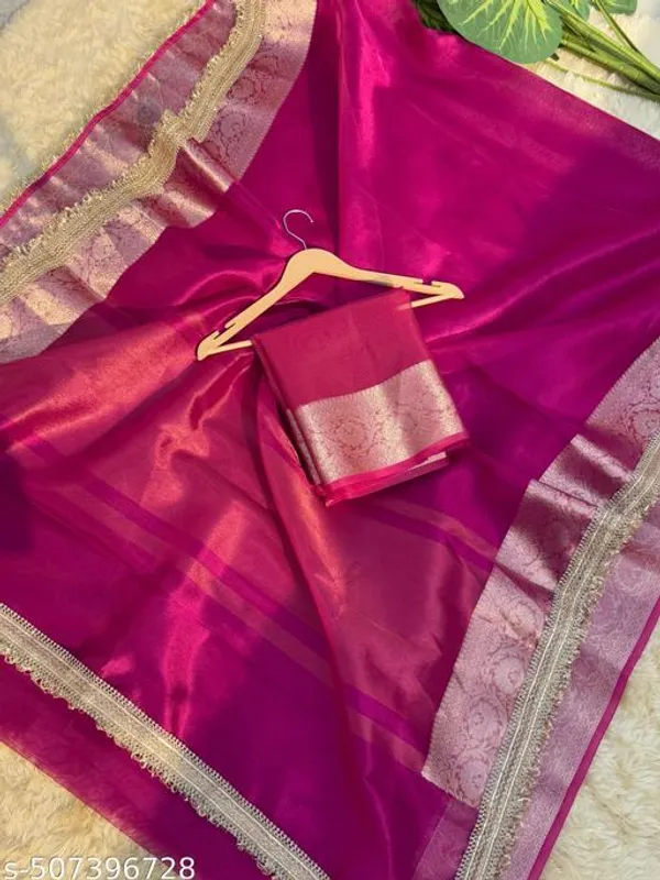 Dhoop_Chaw_Edition_Rose_Wood_Color_Of_Tissue_Silk_Saree_With_Premium_Lace_Attached