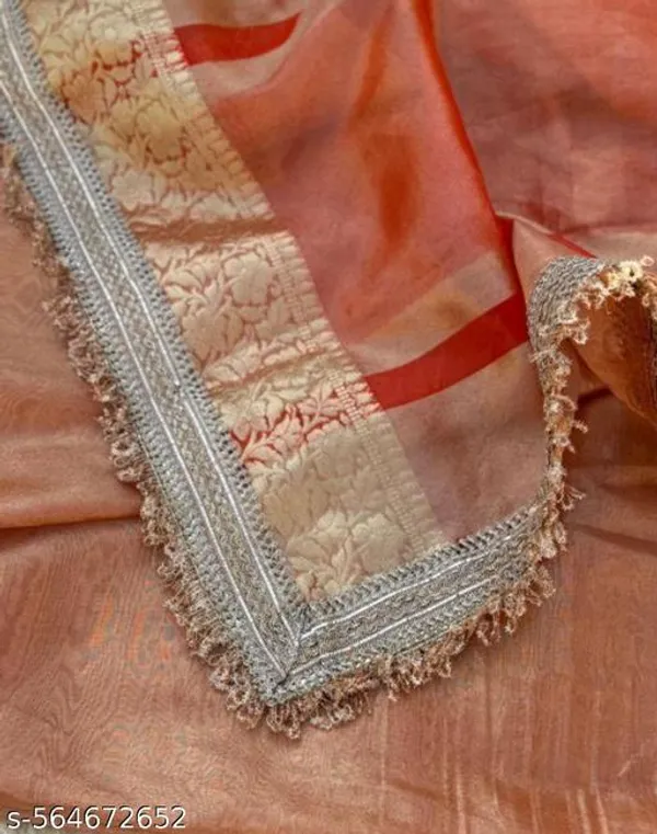 Banarasi_Tissue_Silk_Saree_With_Heavy_Lace_Attached_In_Saffron
