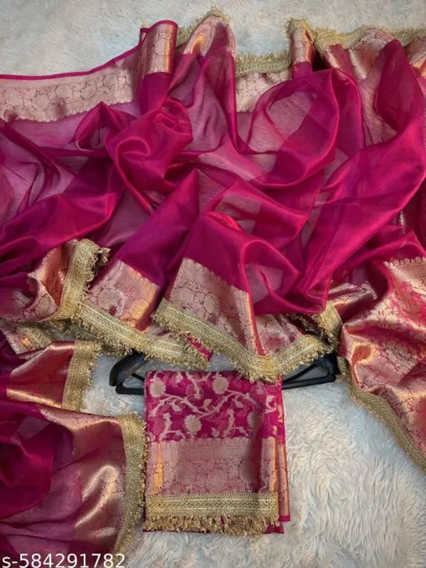 Tissue_Saundari_Vastra_Kaat_Baan_Saree_Mahrani_Collection_Razeberry_With_Double_Lace_Attached