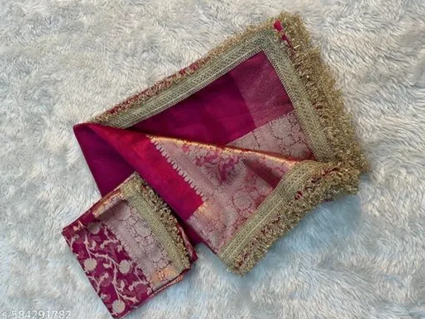 Tissue_Saundari_Vastra_Kaat_Baan_Saree_Mahrani_Collection_Razeberry_With_Double_Lace_Attached