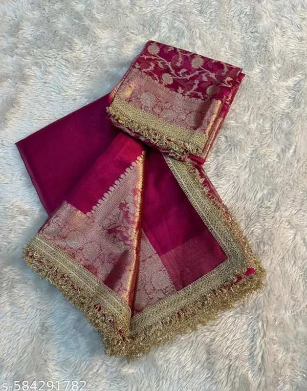 Tissue_Saundari_Vastra_Kaat_Baan_Saree_Mahrani_Collection_Razeberry_With_Double_Lace_Attached