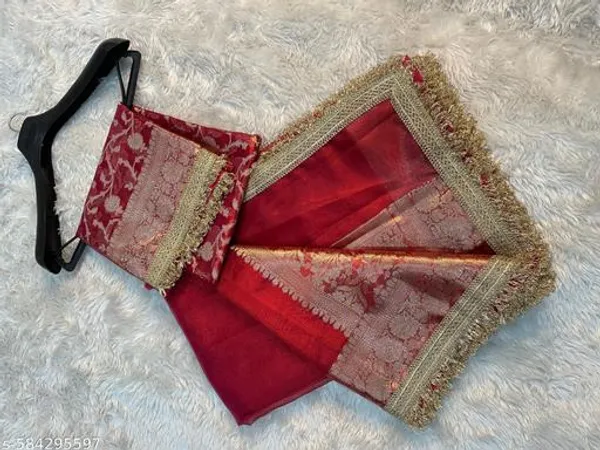 Tissue_Saundari_Vastra_Kaat_Baan_Saree_Mahrani_Collection_Carmine_Red_With_Double_Lace_Attached