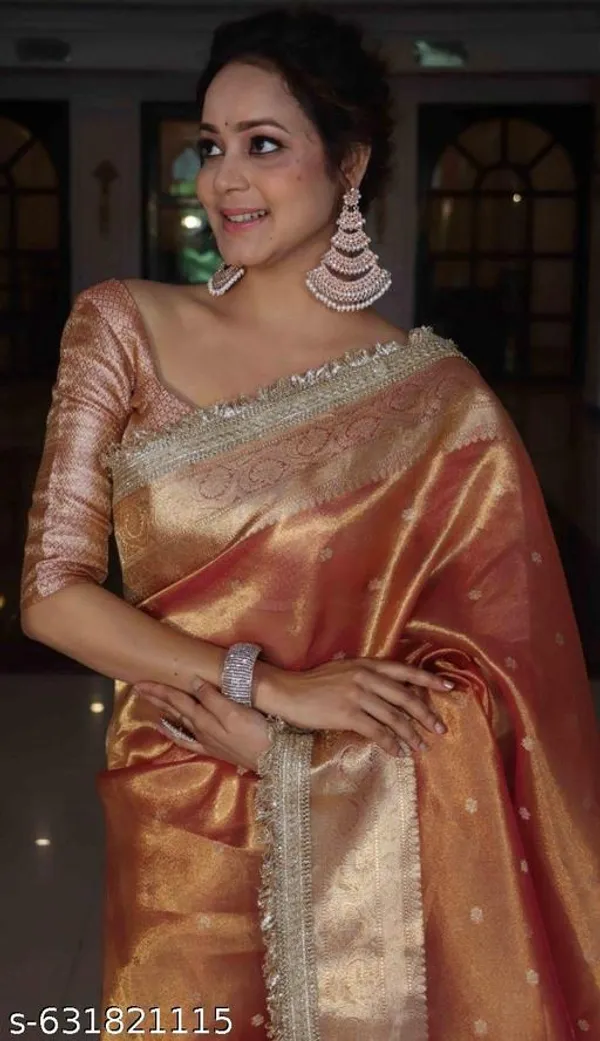 Tissue_Mohmaya_Maharani_Rust_Tissue_Silk_Saree_Booty_All_Over_With_Premium_Lace_Attached