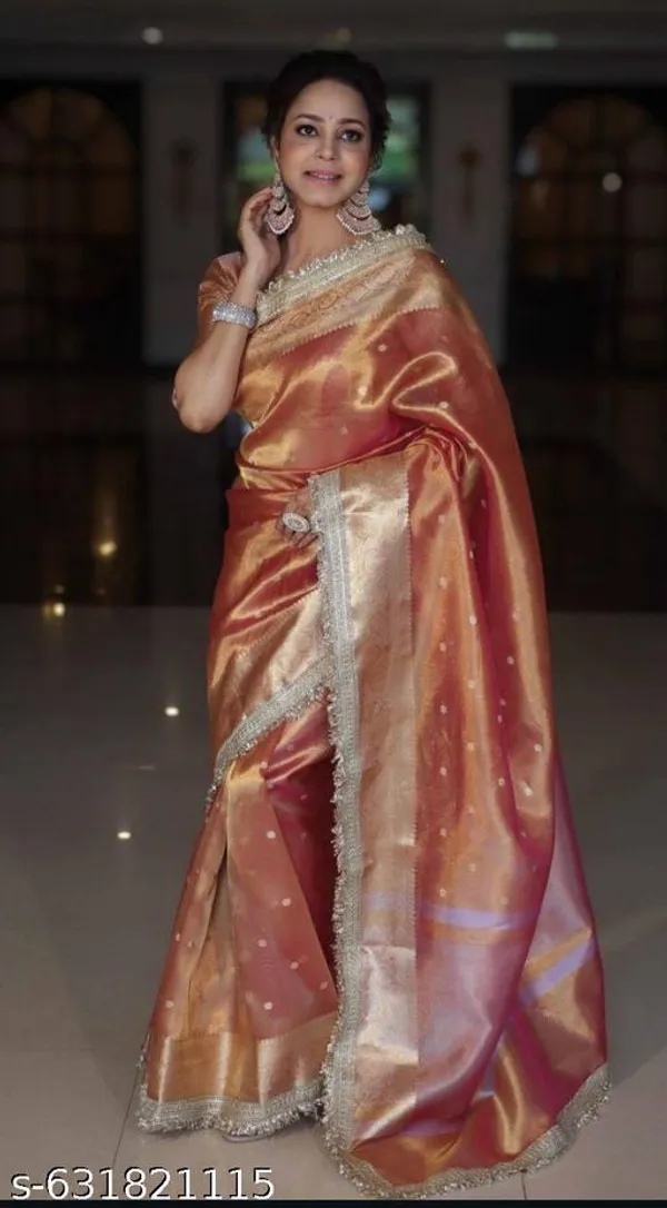 Tissue_Mohmaya_Maharani_Rust_Tissue_Silk_Saree_Booty_All_Over_With_Premium_Lace_Attached