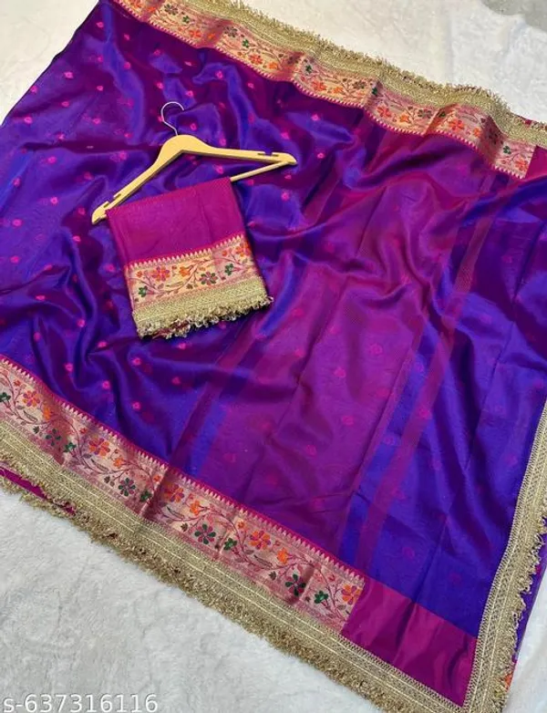 Ruhani_Tissue_Paithani_Saree_Floral_Meena_Border_With_Double_Lace_Attached_Royal_Blue