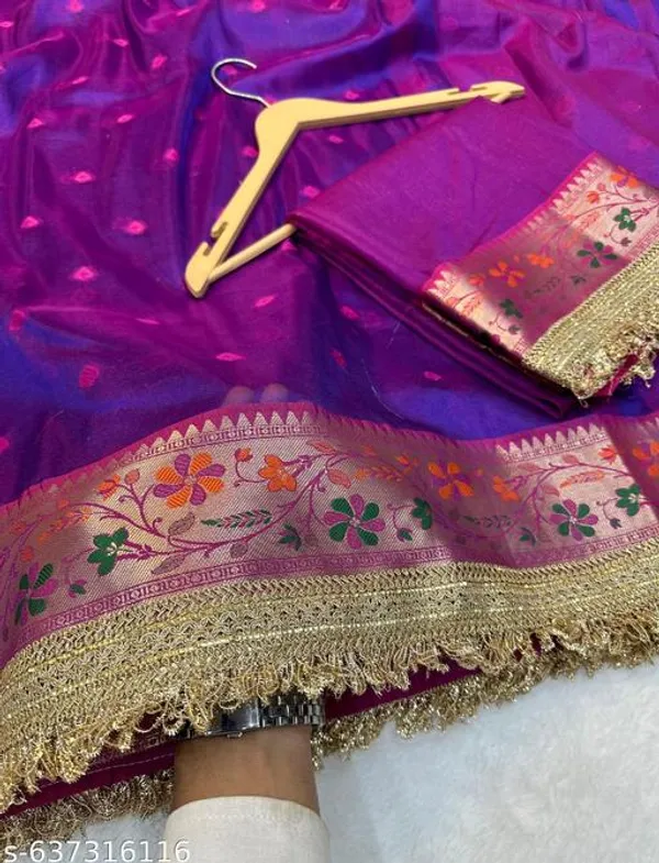 Ruhani_Tissue_Paithani_Saree_Floral_Meena_Border_With_Double_Lace_Attached_Royal_Blue