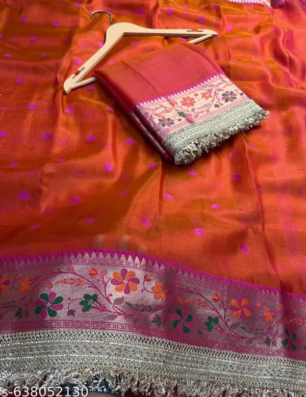 Ruhani_Tissue_Paithani_Saree_Floral_Meena_Border_With_Double_Lace_Attached_Fanta