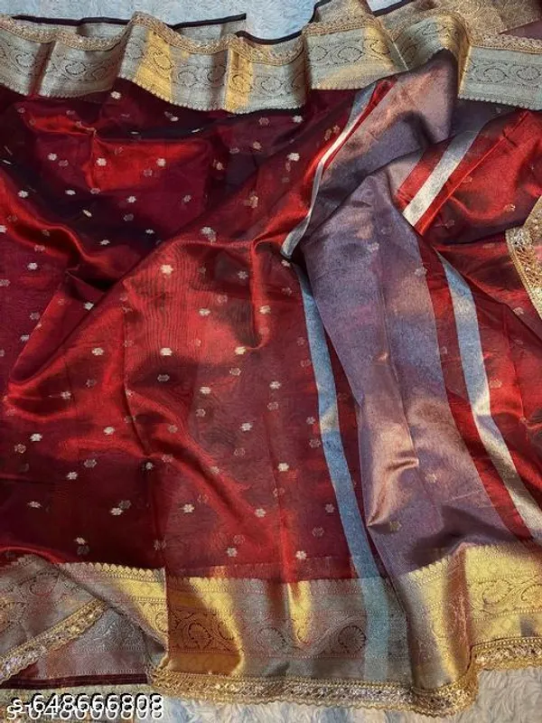 Tissue_Mohmaya_Maharani_Maroon_Tissue_Silk_Saree_Booty_All_Saree_Single_Lace_Attached