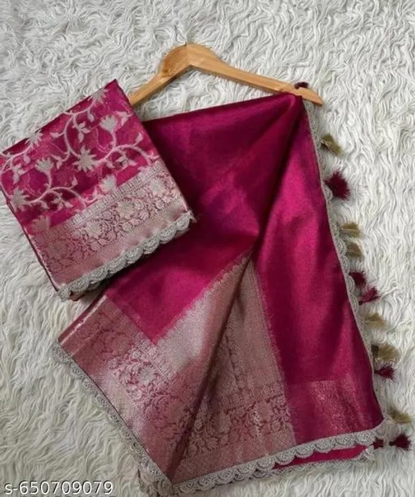 Tissue_Saundari_Vastra_Phool_Kaat_Baan_Saree_Mahrani_Collection_Rezberry_With_Double_Lace_Attached