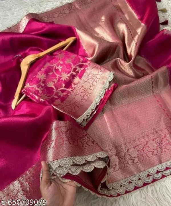 Tissue_Saundari_Vastra_Phool_Kaat_Baan_Saree_Mahrani_Collection_Rezberry_With_Double_Lace_Attached
