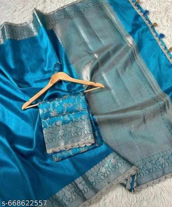 Tissue_Saundari_Vastra_Phool_Kaat_Baan_Saree_Mahrani_Collection_Firozi_With_Double_Lace_Attached