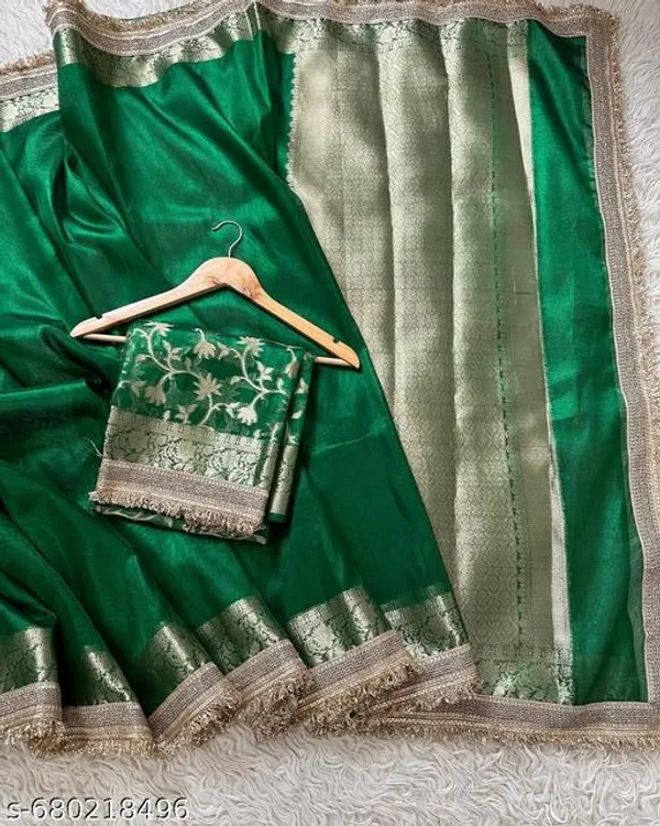 Tissue_Saundari_Vastra_Phool_Kaat_Baan_Saree_Mahrani_Collection_Green_With_Double_Lace_Attached