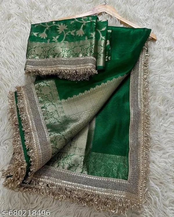 Tissue_Saundari_Vastra_Phool_Kaat_Baan_Saree_Mahrani_Collection_Green_With_Double_Lace_Attached