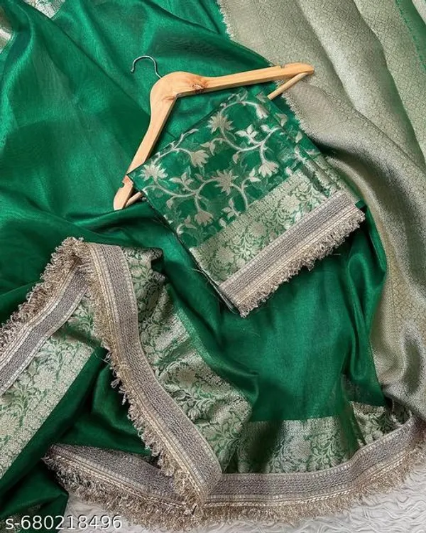 Tissue_Saundari_Vastra_Phool_Kaat_Baan_Saree_Mahrani_Collection_Green_With_Double_Lace_Attached