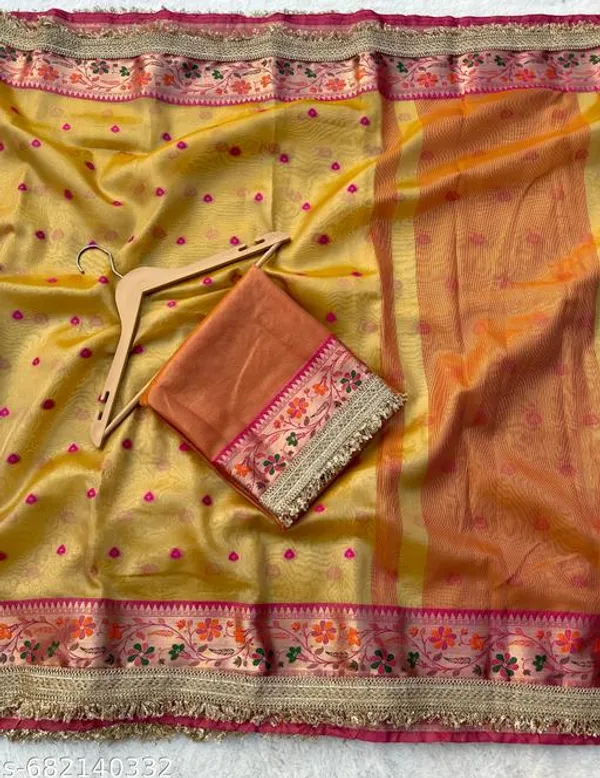 Ruhani_Tissue_Paithani_Saree_Floral_Meena_Border_With_Double_Lace_Attached_Gold