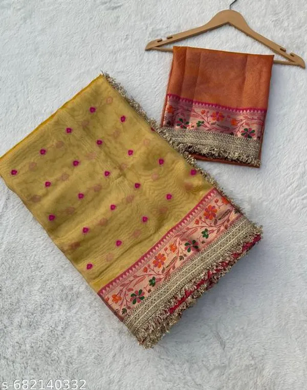 Ruhani_Tissue_Paithani_Saree_Floral_Meena_Border_With_Double_Lace_Attached_Gold