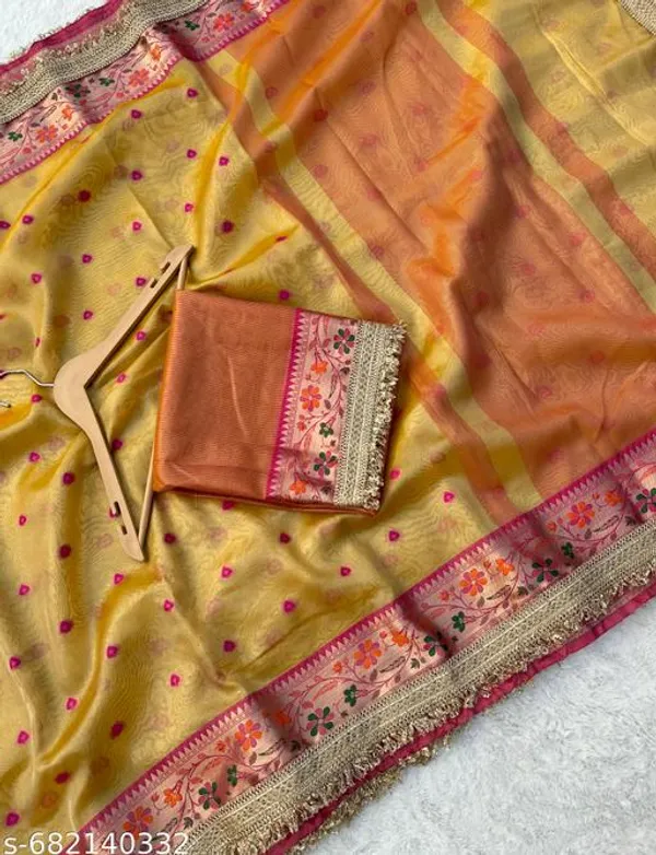 Ruhani_Tissue_Paithani_Saree_Floral_Meena_Border_With_Double_Lace_Attached_Gold