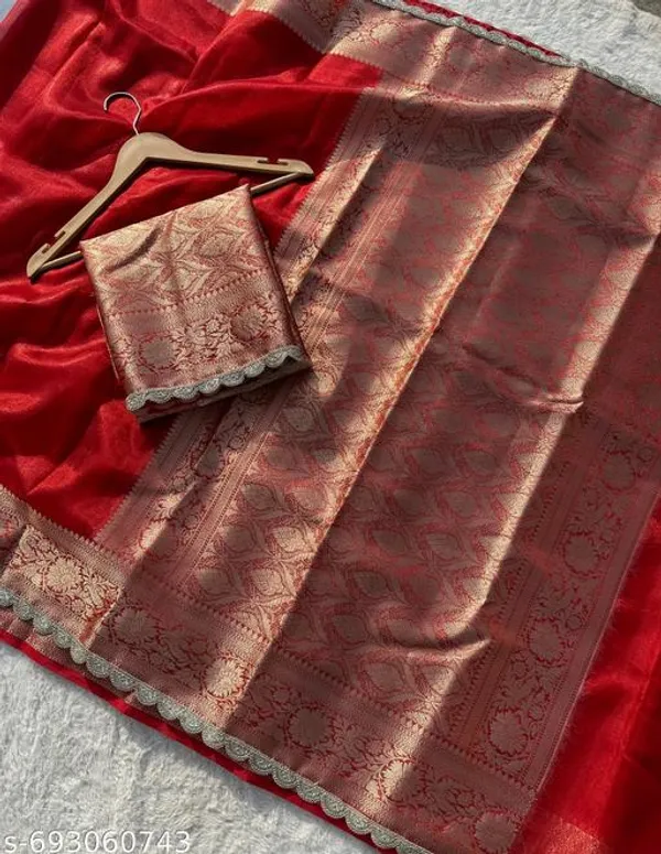 Tissue_Saundari_Vastra_Suhana_Kaat_Baan_Saree_Mahrani_Collection_Red_With_Wavy_Lace_Attached