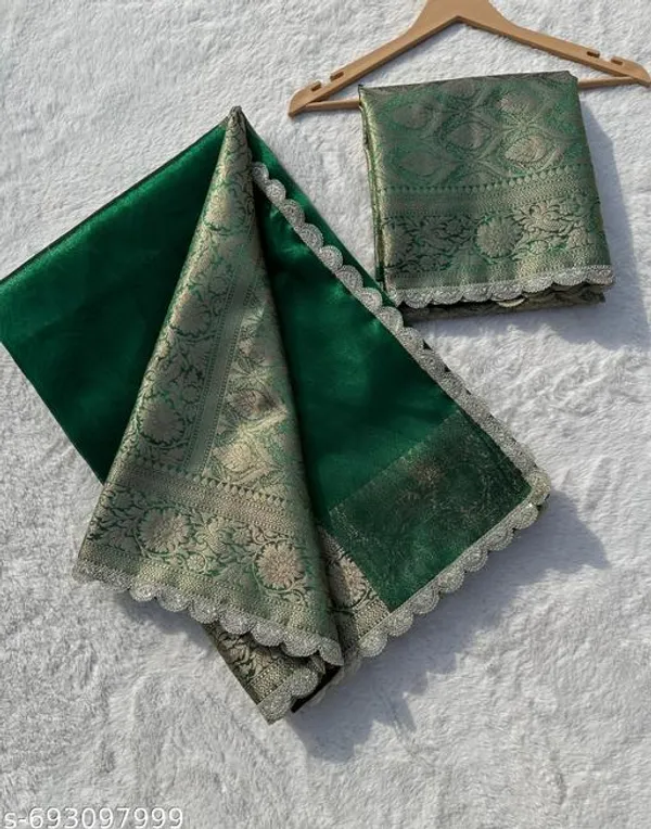 Tissue_Saundari_Vastra_Suhana_Kaat_Baan_Saree_Mahrani_Collection_Green_With_Wavy_Lace_Attached