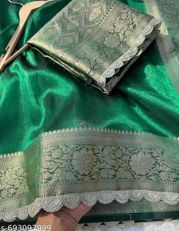 Tissue_Saundari_Vastra_Suhana_Kaat_Baan_Saree_Mahrani_Collection_Green_With_Wavy_Lace_Attached