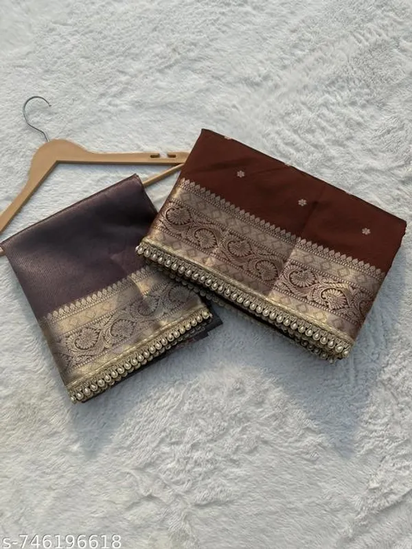 Soft_Silk_Mohmaya_Maharani_Coffee_Brown_Saree_Booty_With_Moti_Lace_Attached