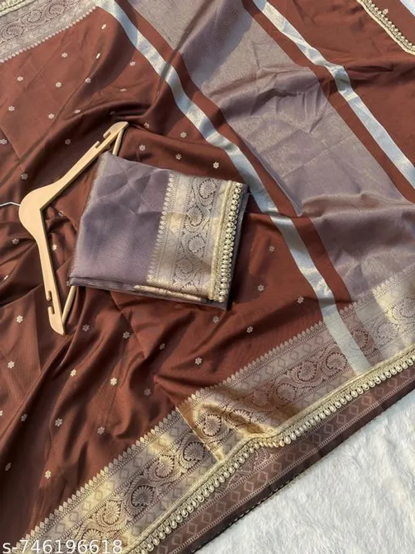 Soft_Silk_Mohmaya_Maharani_Coffee_Brown_Saree_Booty_With_Moti_Lace_Attached