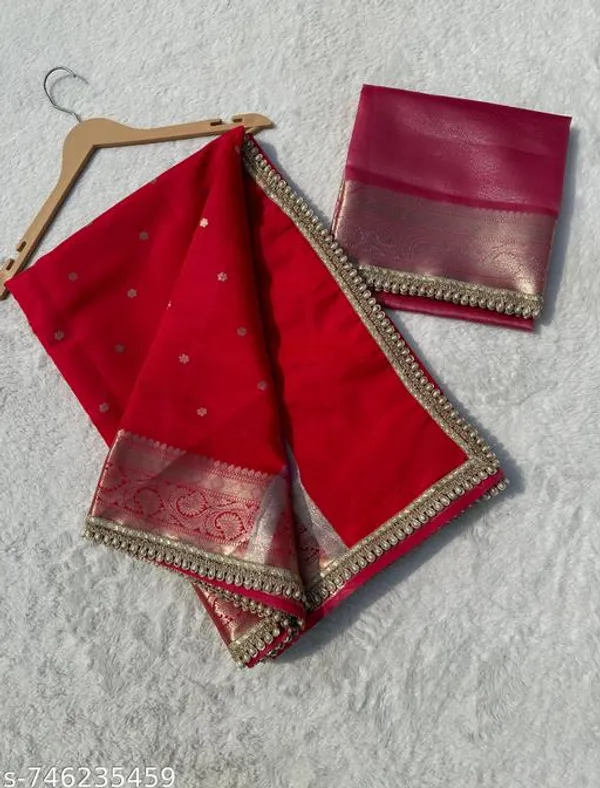 Soft_Silk_Mohmaya_Maharani_Red_Saree_Booty_With_Moti_Lace_Attached