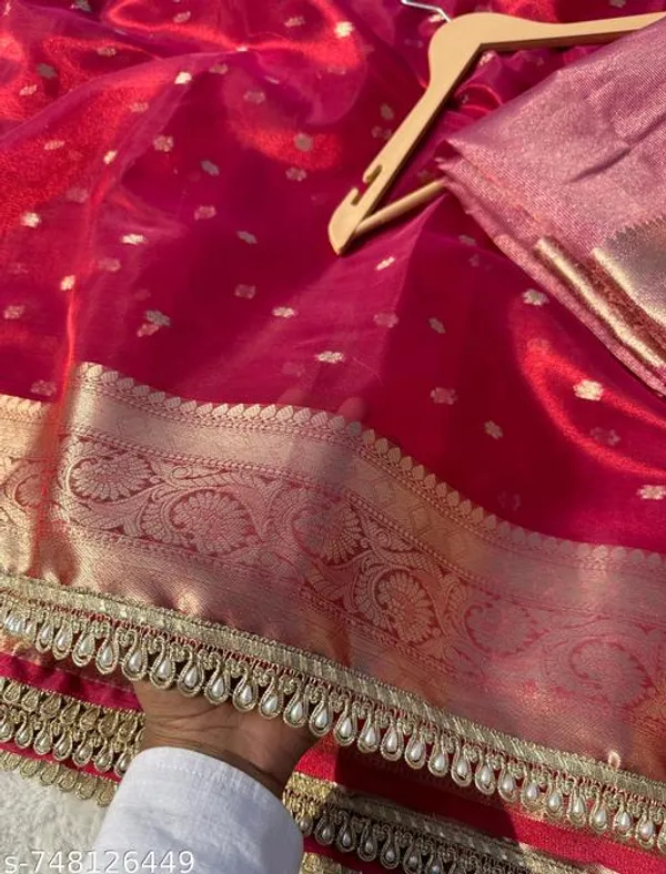 Tissue_Mohmaya_Maharani_Red_Tissue_Silk_Saree_Booty_All_Over_With_Moti_Lace_Attached