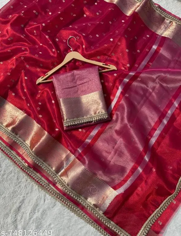 Tissue_Mohmaya_Maharani_Red_Tissue_Silk_Saree_Booty_All_Over_With_Moti_Lace_Attached